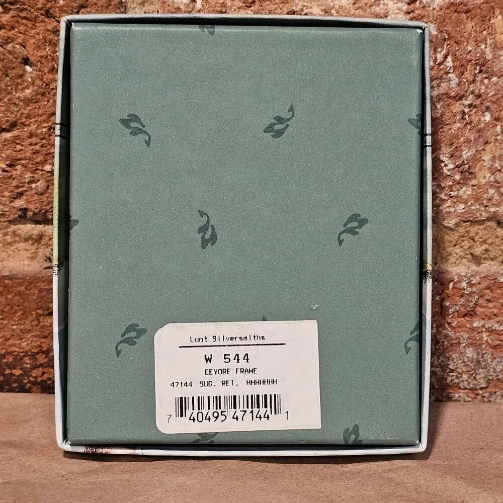 Vtg 1990s Lunt Classic Disney Eeyore Silver Plated Photo Frame With Original Box
